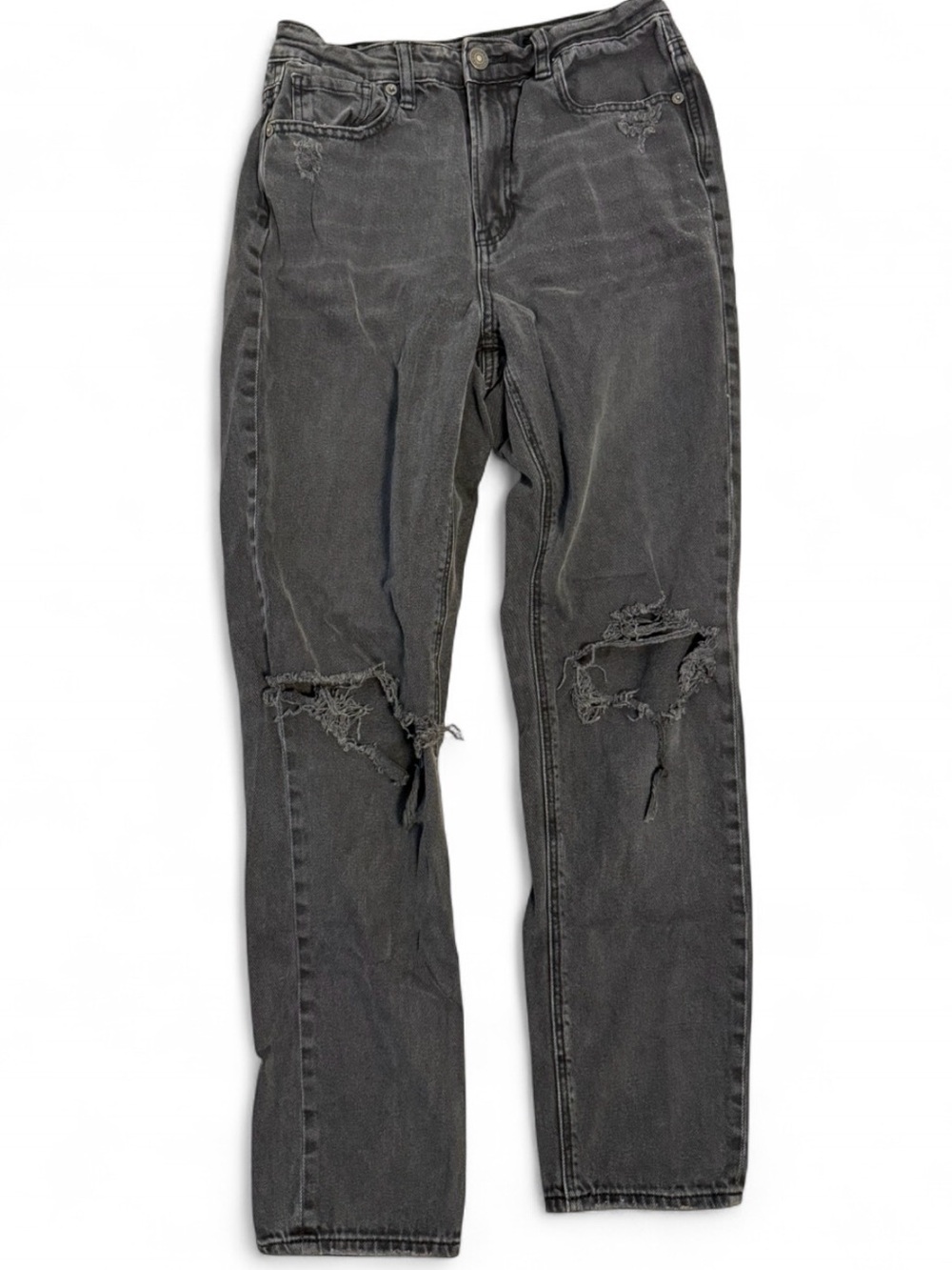 American Eagle Outfitters Black Distressed Mom Jeans